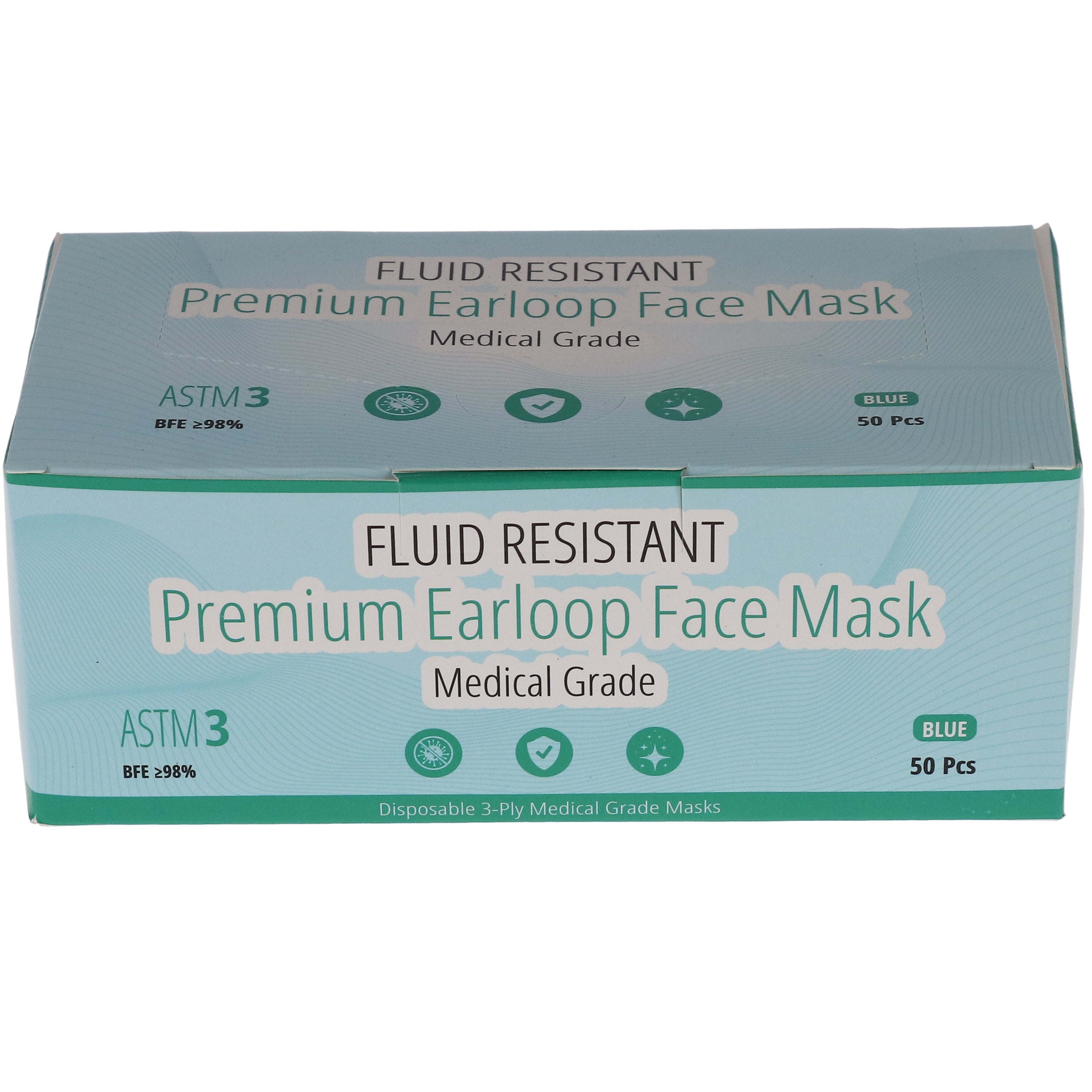 House Brand Dentistry 109130 ASTM Level 3 Earloop Face Masks 3-PLY 50/Bx Blue House Brand Dentistry 109130 ASTM Level 3 Earloop Face Masks 3-PLY 50/Bx Blue